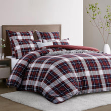 Moderne Bettwäsche Set 200x220 Rot Tartan Muster Mikrofaser