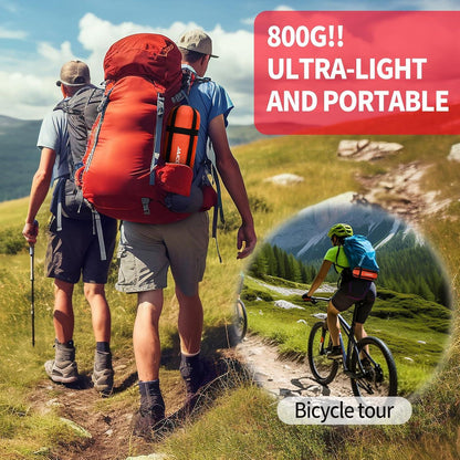 Ultraleichter Schlafsack 3 Jahreszeiten Mumienform Orange 800g