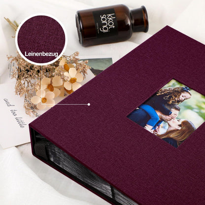 Großes Vertikales Fotoalbum 1000 Taschen 10x15 Leinen Violett