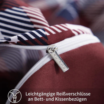Bettwäsche Set 200x200cm 3-teilig Rot Tartan Muster