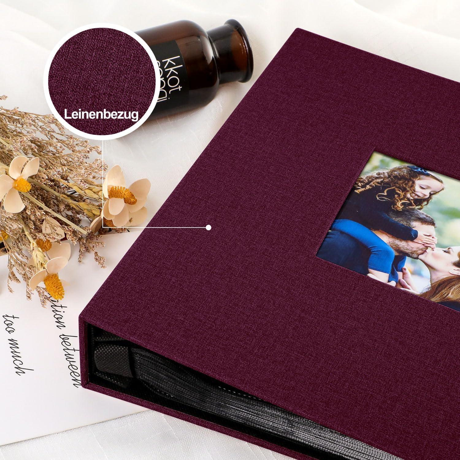 Großes Fotoalbum 10x15 600 Taschen Leinen Einstecken Violett