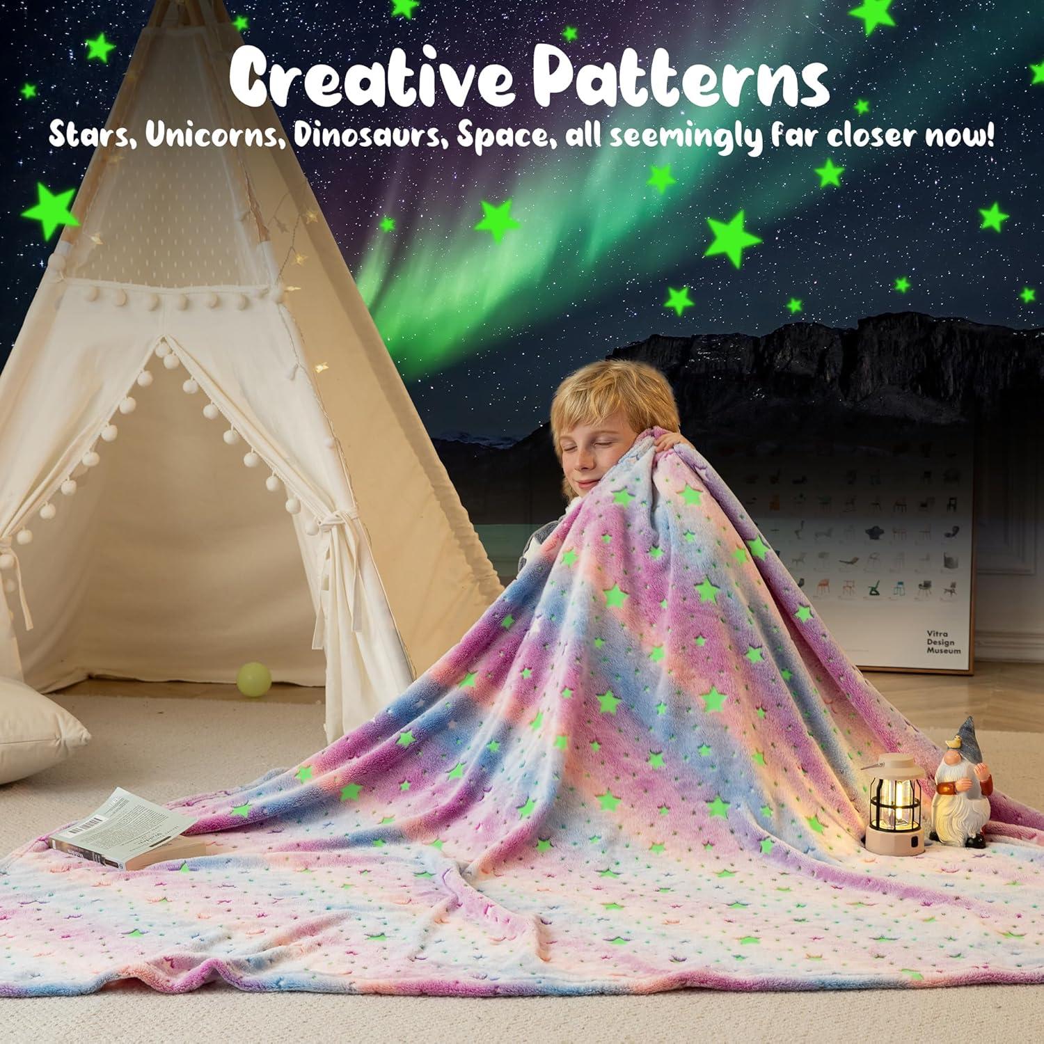 Kuscheldecke Mädchen Glow In The Dark Geschenk Weihnachten 130x170cm