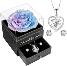 Ewige Rose Geschenkbox mit Schmuck, konservierte Rosen 925 Silber