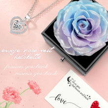 Ewige Rosen Geschenkbox mit Herz Halskette und Ohrringe 925