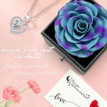 Ewige Rose Geschenkset mit Herz Halskette und Ohrringe