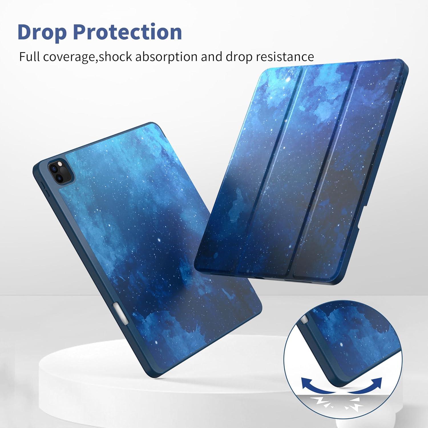 Hülle für iPad Pro 12.9 Zoll Generation 6./5./4./3 mit Stifthalter Stand Blau