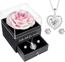 Ewige Rose Geschenkbox mit Halskette und Ohrringe