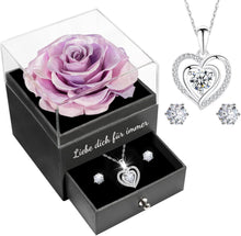 Ewige Rose Geschenkbox mit Halskette und Ohrringen