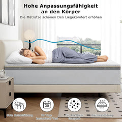 Topper 180x200cm Gelschaum atmungsaktiv waschbar H3 H4 7,5cm