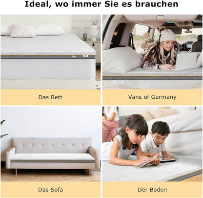 Matratzentopper Gelschaum 180x200cm H3 H4 7,5cm atmungsaktiv waschbar
