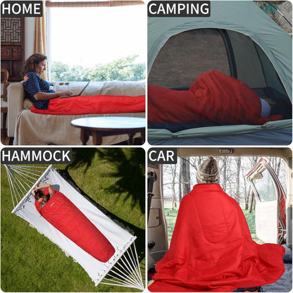 Ultraleichter Schlafsack 3 Jahreszeiten Mumienschlafsack 800g Rot