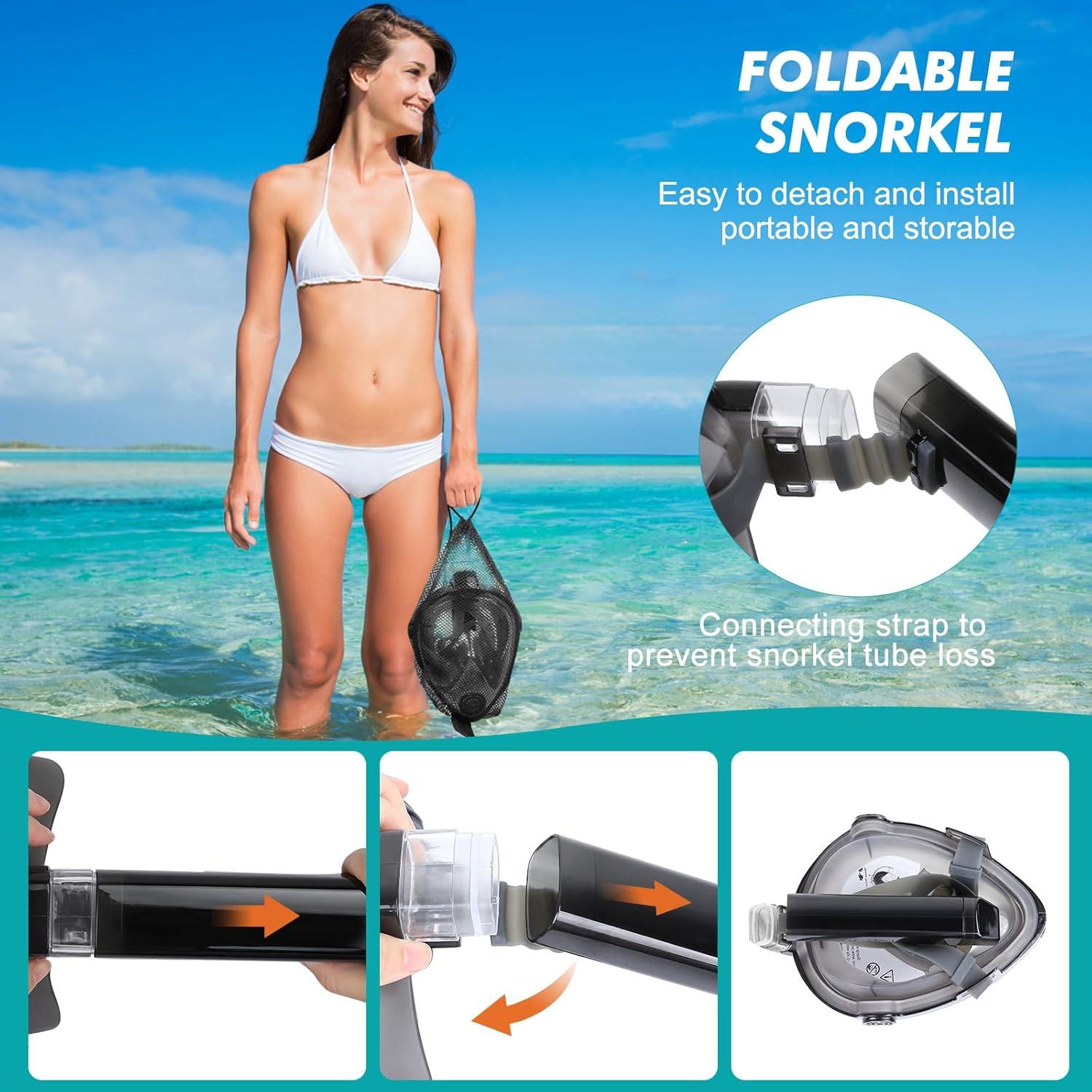 Schnorchelmaske Tauchmaske Vollmaske Anti-Fog CO2-Sicher Schwarz S/M