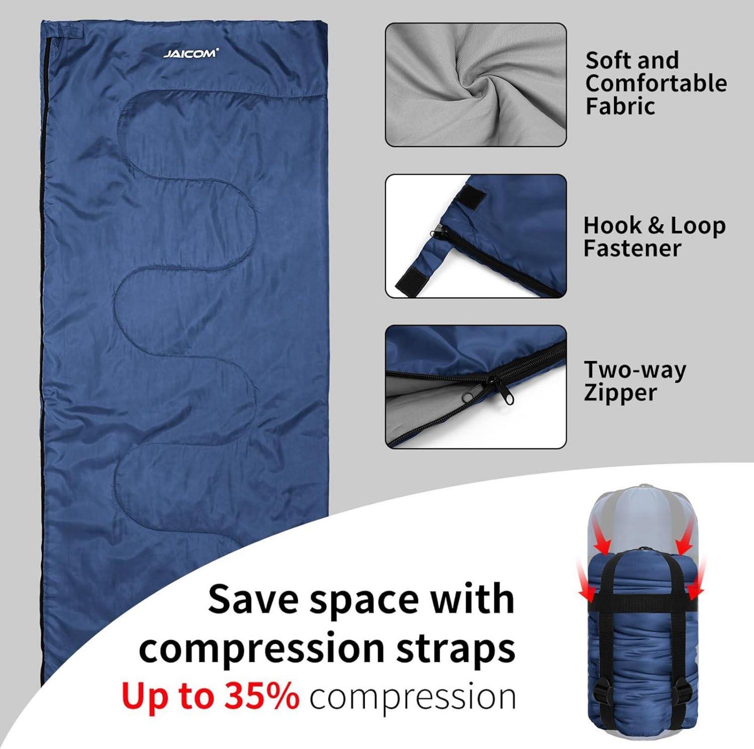 JAICOM Kleiner Packmaß Schlafsack Outdoor Sommerschlafsack Blau