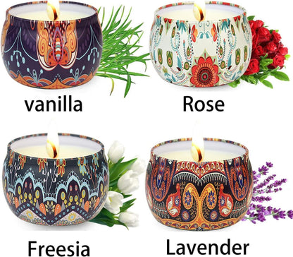 Duftkerzen Geschenkset Frauen Aromatherapie 4 Stück Natürlich Entspannung Weihnachten Geburtstag Yoga