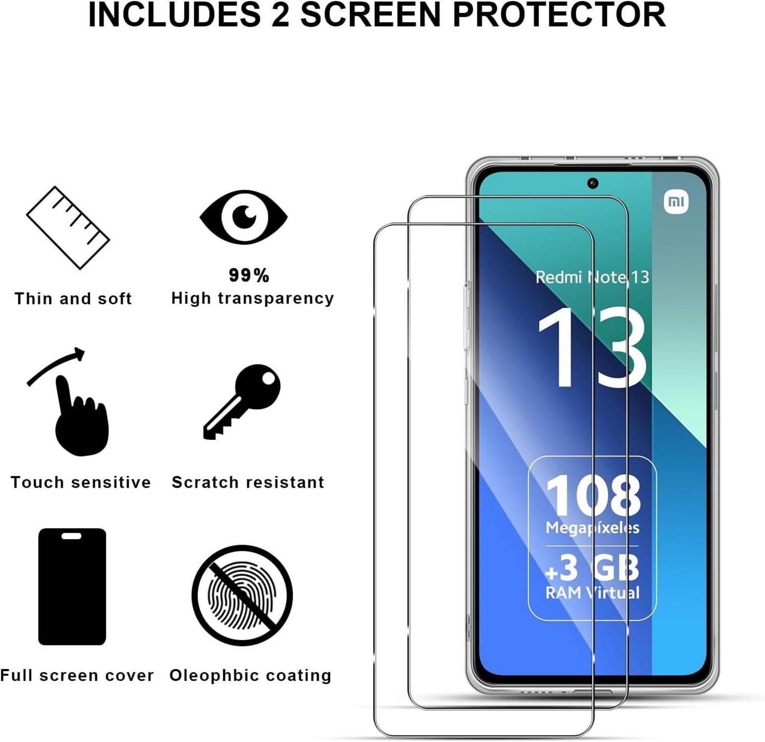 Schutzhülle mit 2x Schutzfolie für Xiaomi Redmi Note 13 4G