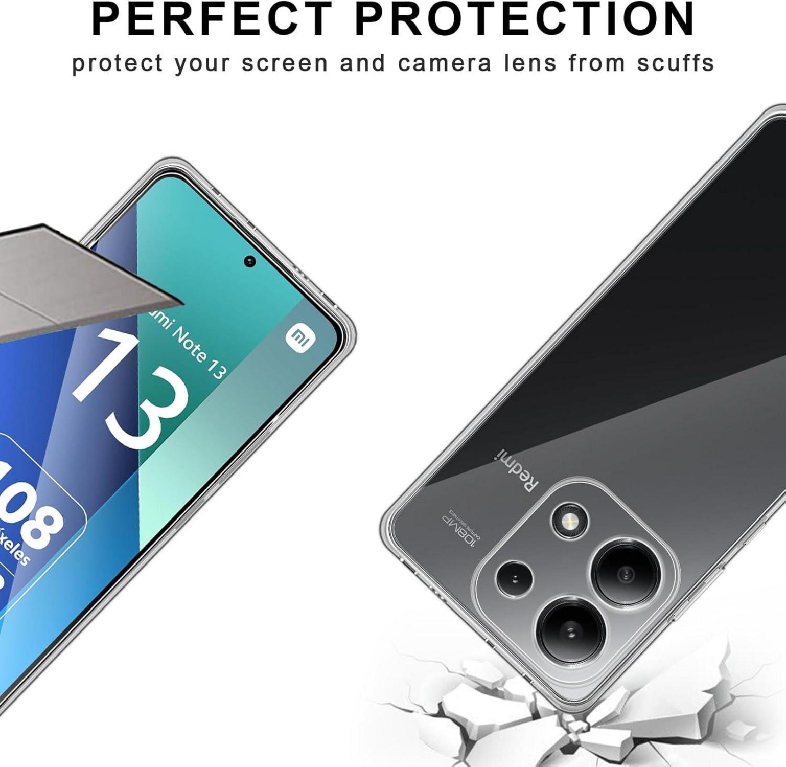 Schutzhülle für Xiaomi Redmi Note 13 4G & 2x Panzerglas Schutzfolie