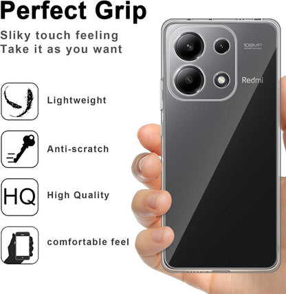 Transparente Silikonhülle mit 2 Schutzfolien für Xiaomi Redmi Note 13 4G