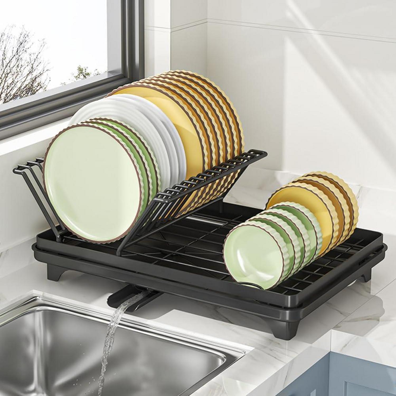 Geschirrabtropfgestell Schwarz Edelstahl Einlagig Abtropfgestell
