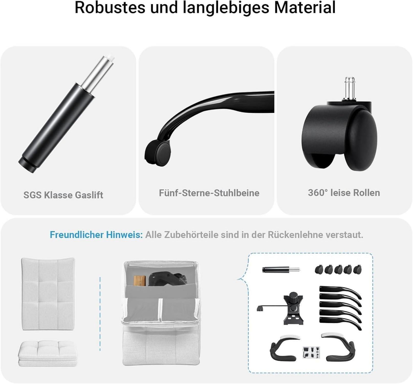 Bürostuhl Schreibtischstuhl Ergonomisch mit klappbare Armlehne Grau