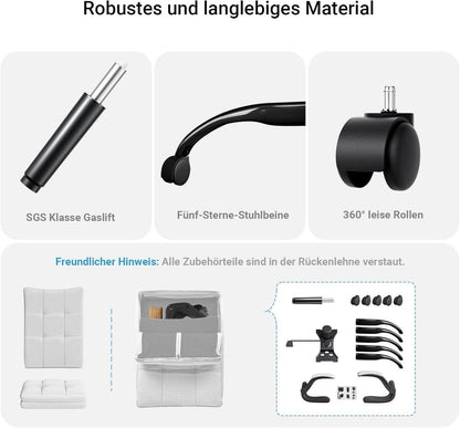 Bürostuhl Schreibtischstuhl Ergonomisch mit klappbare Armlehne Grau