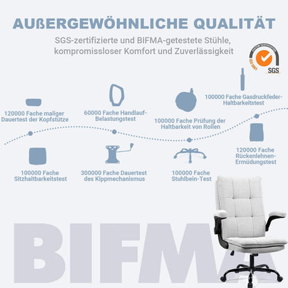 Ergonomischer Bürostuhl mit klappbaren Armlehnen, drehbar, höhenverstellbar - Grau