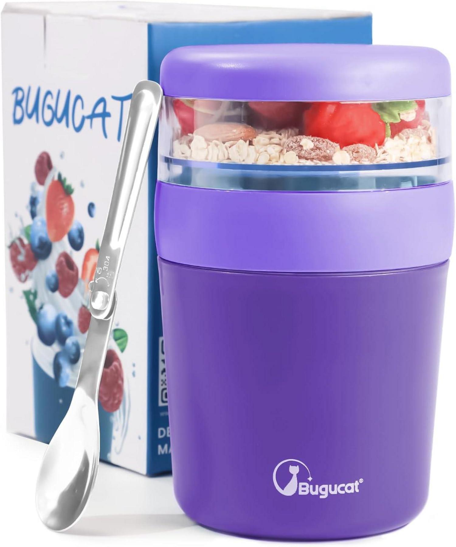 Bugucat Müslibecher to Go 2in1 Joghurtbecher & Lunchpot 650ml