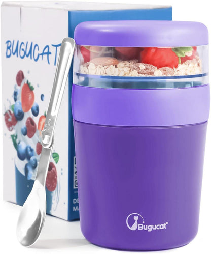 Bugucat Müslibecher to Go 2in1 Joghurtbecher & Lunchpot 650ml