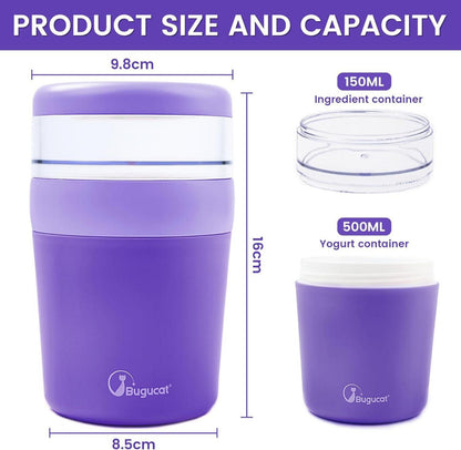 Bugucat Müslibecher to Go 2in1 Joghurtbecher & Lunchpot 650ml