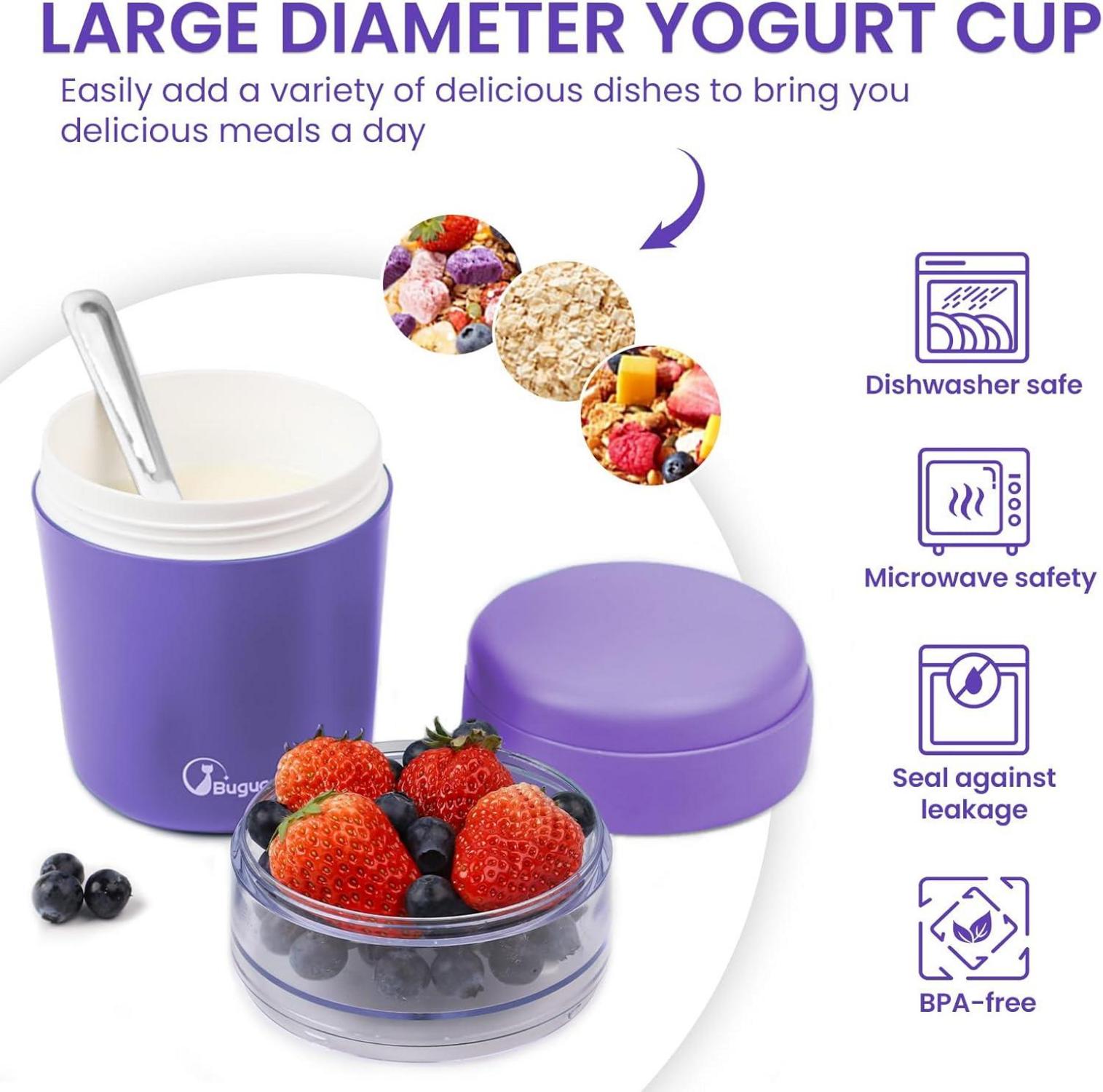Bugucat 2in1 Müslibecher to Go 500ml+150ml Lila Purple