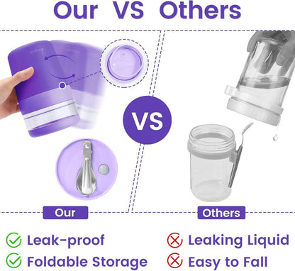 Bugucat Müslibecher to Go 500ml+150ml Lila Purple Löffel