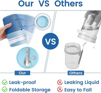 Bugucat Müslibecher to Go 500ml+150ml Joghurtbecher Salatbecher Blue