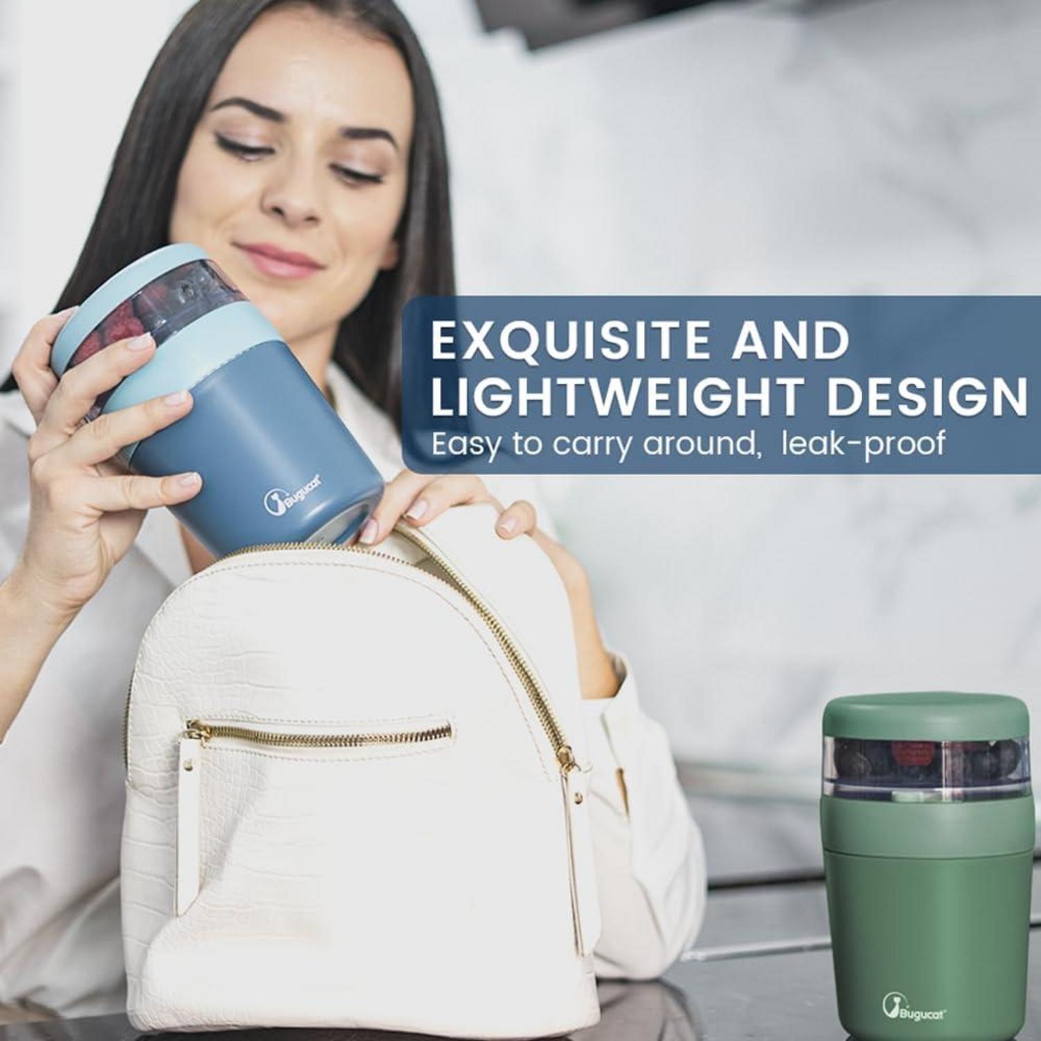 Bugucat Müslibecher to Go 500ml+150ml Joghurtbecher Salatbecher Blue