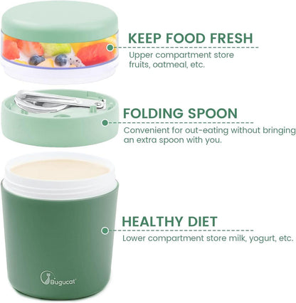 Bugucat 2in1 Müslibecher to Go 500ml+150ml Grün