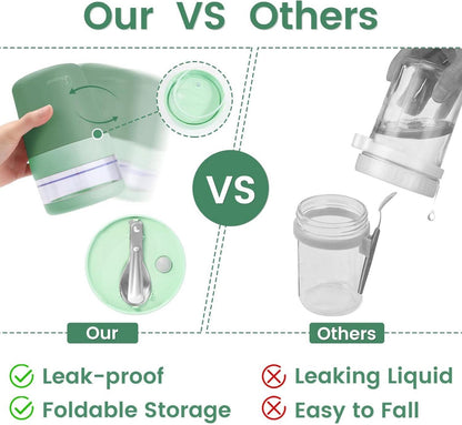 Bugucat Müslibecher to Go 500ml+150ml Grün Lunchpot Joghurtbecher Yoghurt