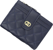 Mini Geldbörse Damen Klein RFID Leder Münzfach 8 Kartenfächer Blau