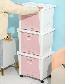 Rosa Aufbewahrungsbox Organizer mit Deckel und Schubfächer