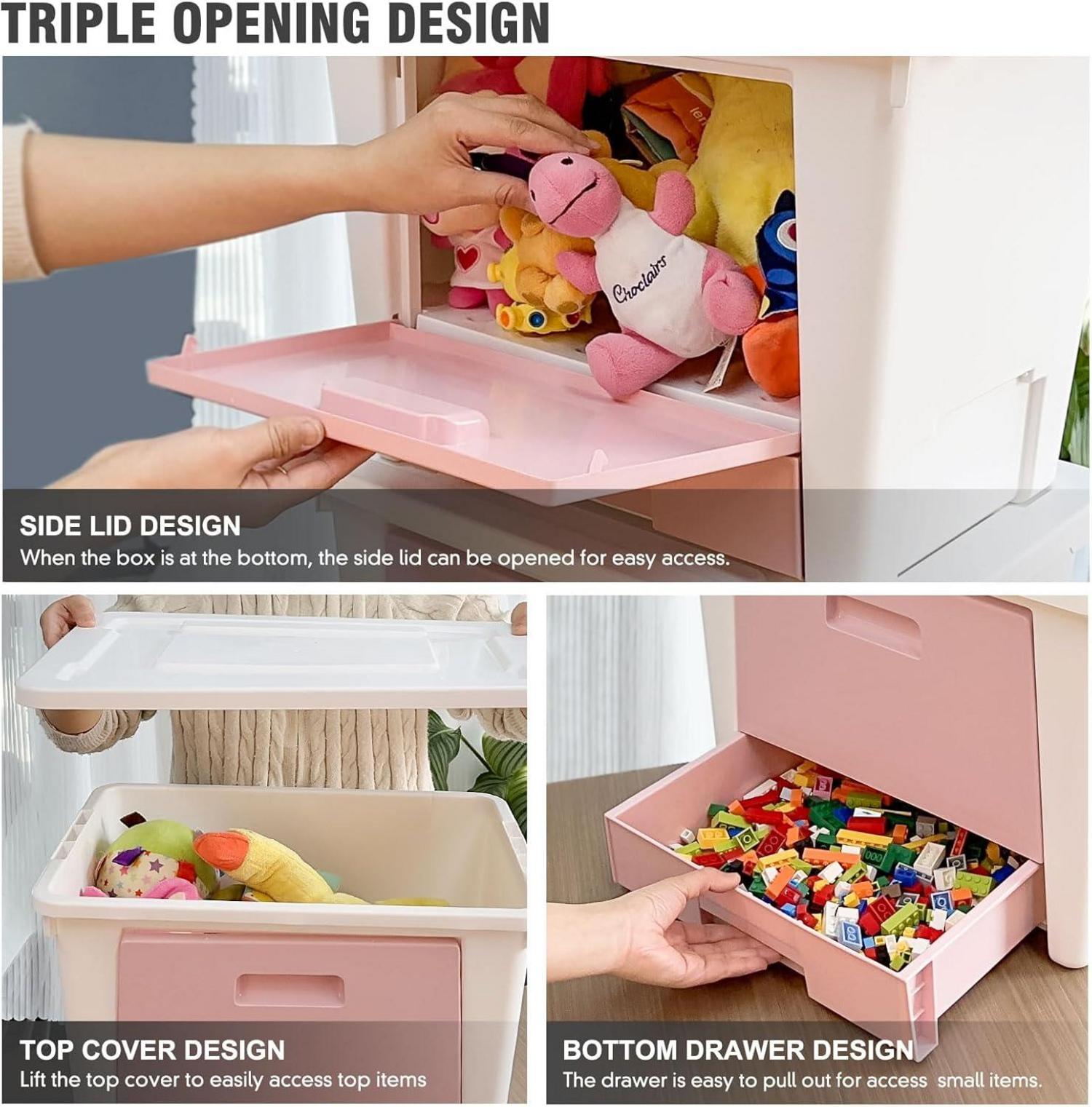 Rosa Aufbewahrungsbox Organizer mit Deckel und Schubfächer