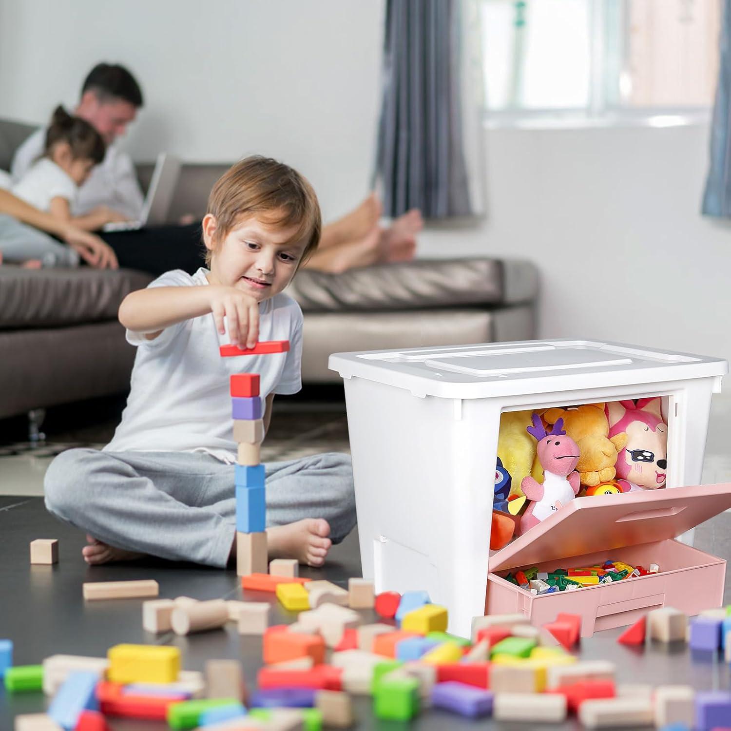 3er Größer Spielzeug Organizer Aufbewahrungsbox mit Deckel & Schubfächer Rosa