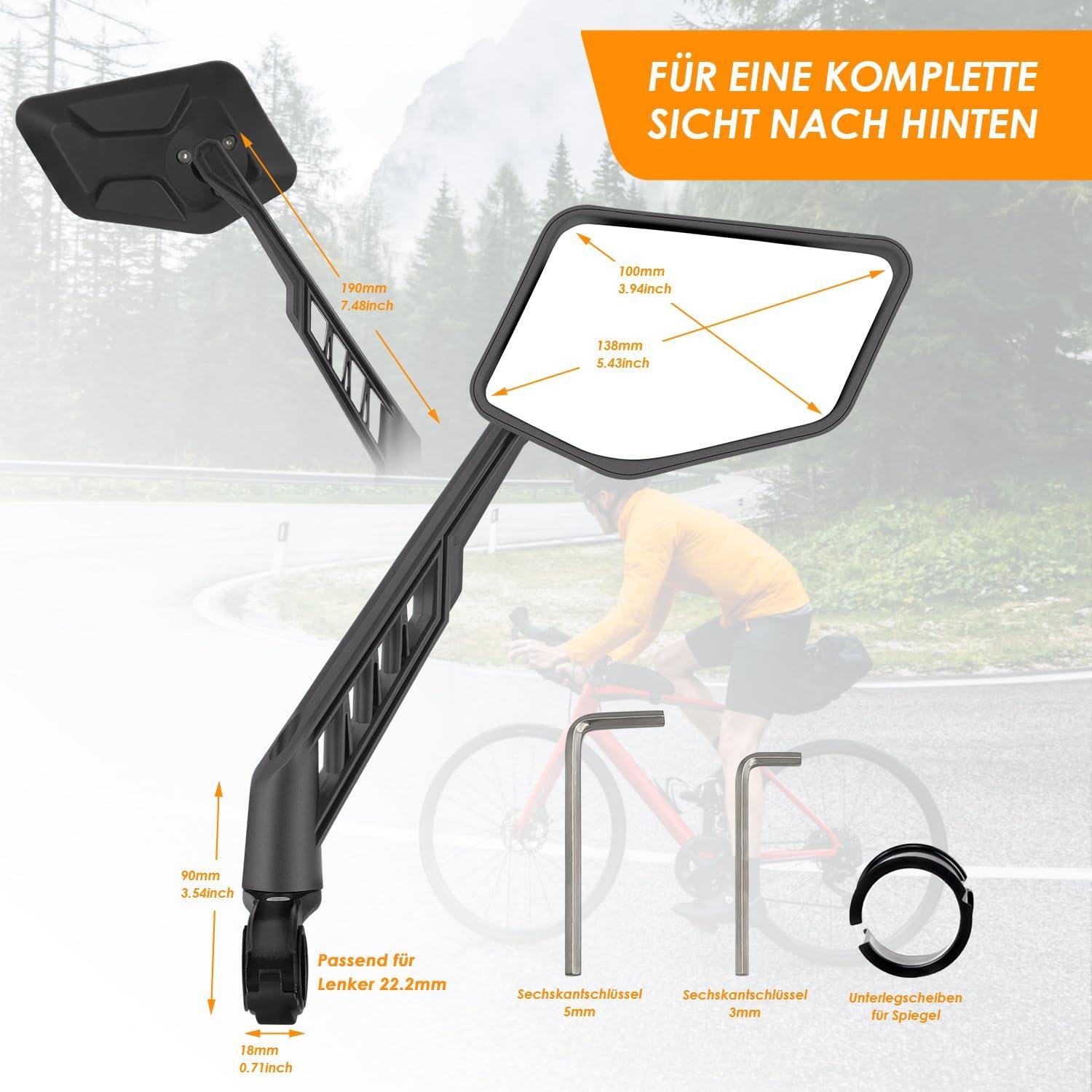 Fahrradspiegel Rückspiegel Edelstahl 360° verstellbar Fahrradspiegel