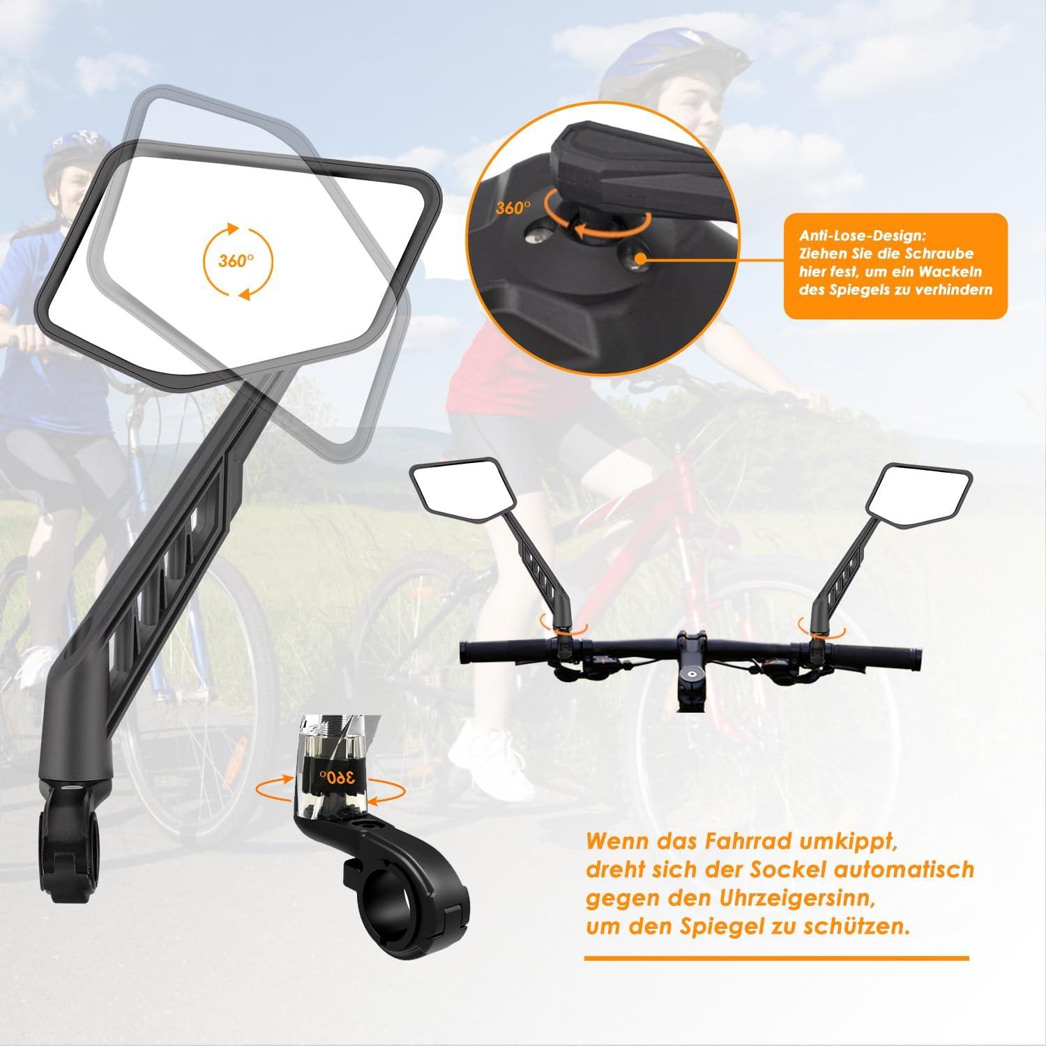 Fahrradspiegel Rückspiegel HD Edelstahl 360° Verstellbarer für Lenker