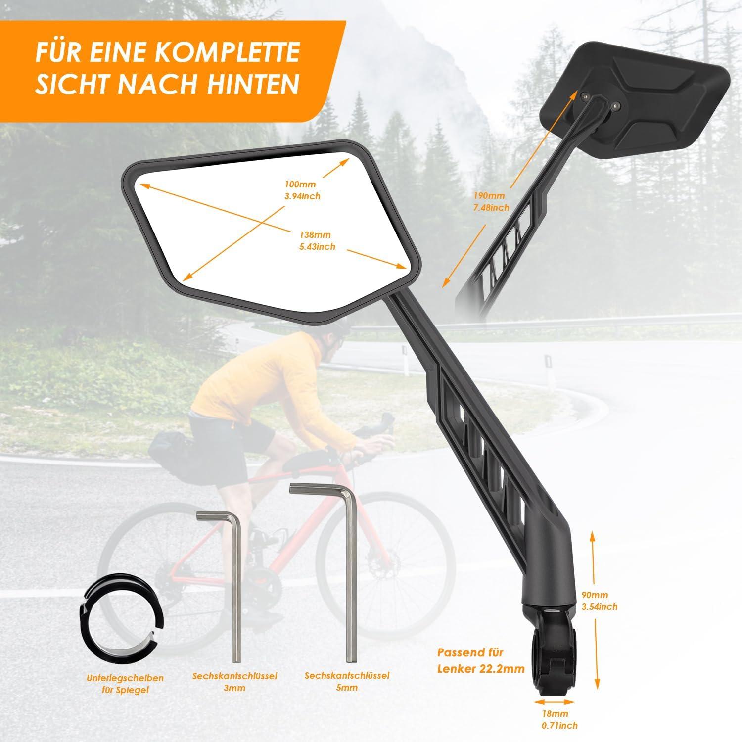 Fahrradspiegel Rückspiegel HD Edelstahl 360° Verstellbarer