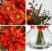 Künstliche Dalia Chrysantheme Blumengesteck Orange Herbst