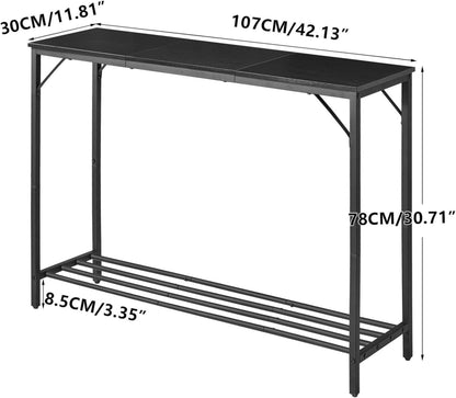 Konsolentisch Schwarz Modisches Spleißdesign mit Regalen 107x30x78cm