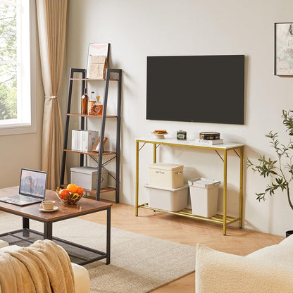 Konsolentisch Spleißdesign Beistelltisch Weiß Gold 107×30×78CM