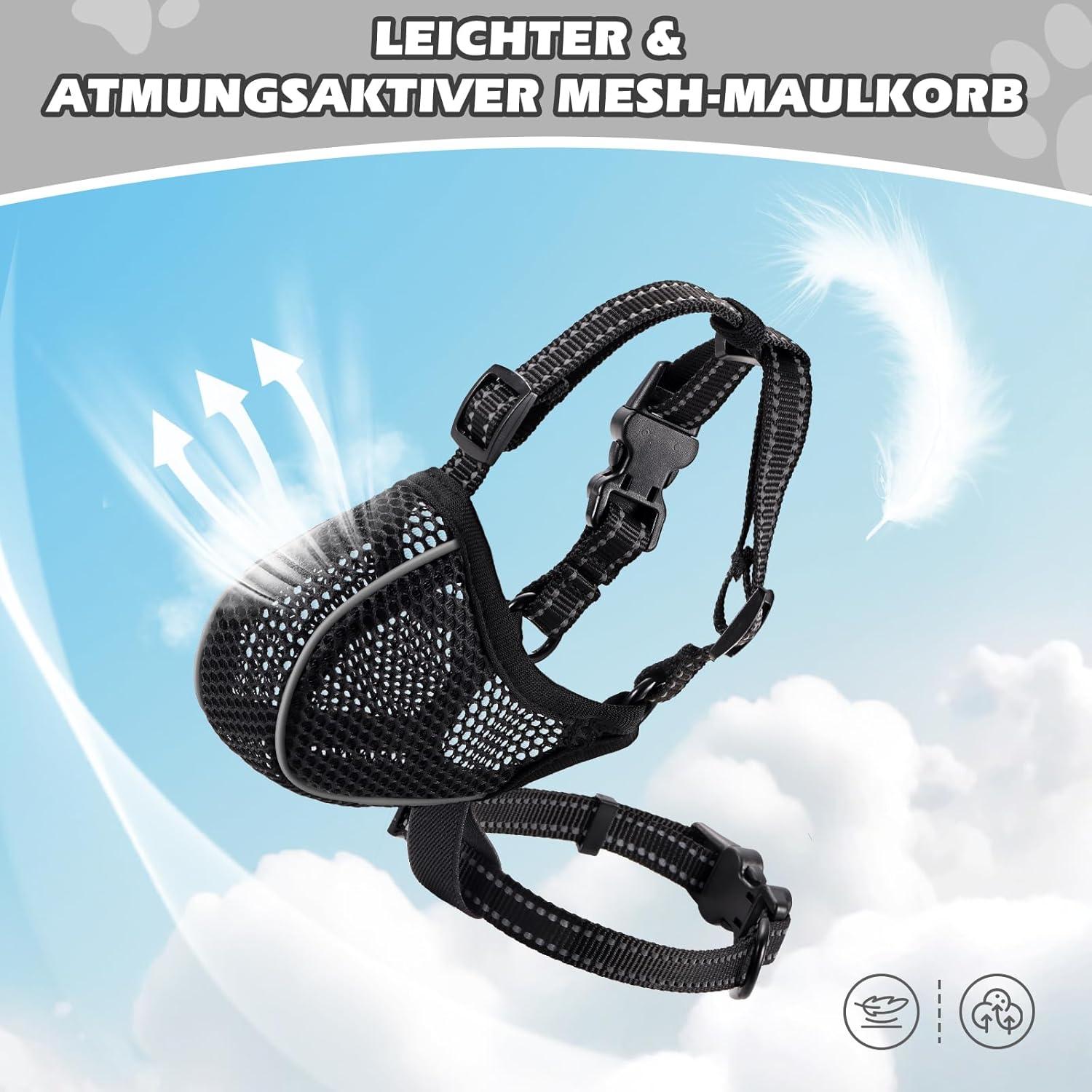 Hund Maulkorb Mesh Soft atmungsaktiv reflektierend einstellbar XS bis