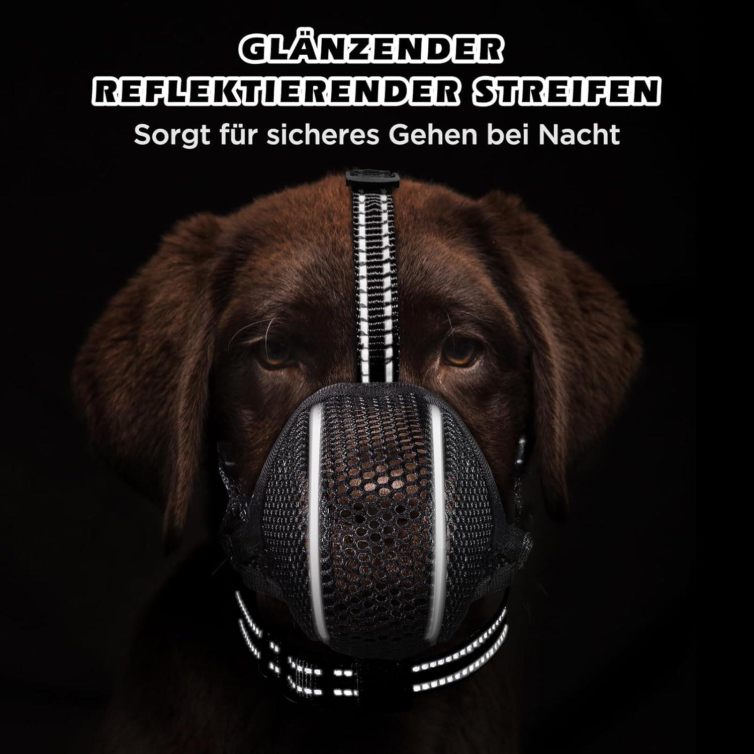Hund Maulkorb Mesh Soft atmungsaktiv reflektierend einstellbar XS-XL Halsband