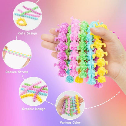10er Set bunte Stretchy Caterpillar Spielzeug - Stressabbau für Kinder