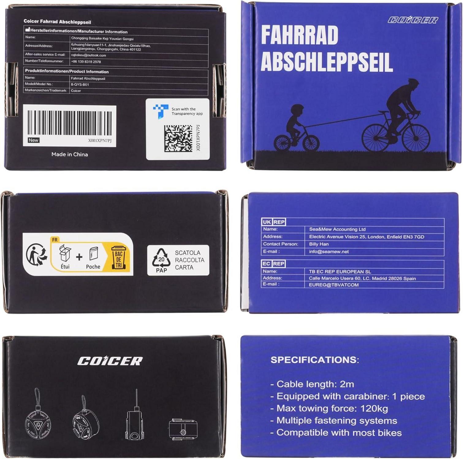 Coicer 2M Abschleppseil für Kinderfahrrad MTB Bike Grün
