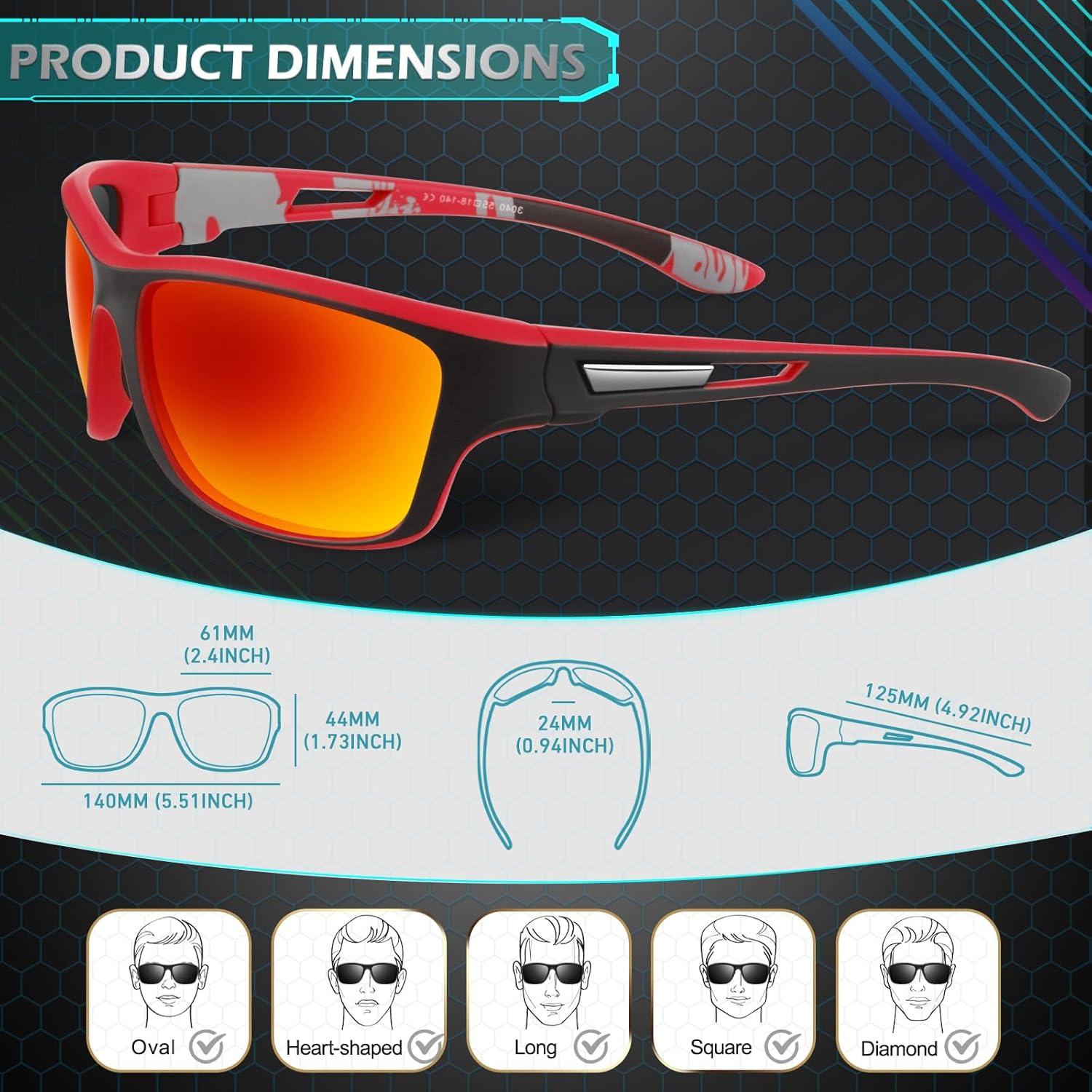 Sunier Herren Sonnenbrille Polarisiert Sport UV400 Cat 3 CE