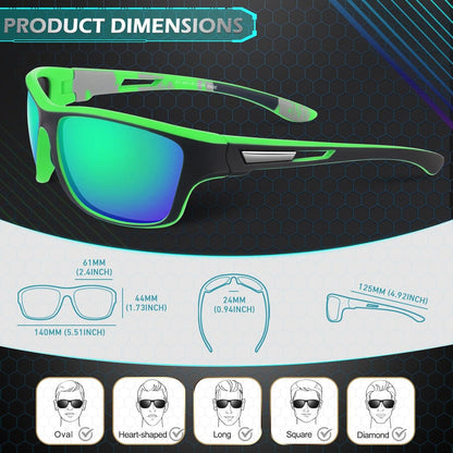 Sunier Polarisierte Sonnenbrille Herren Damen UV400 Cat 3 CE, Sport Fahrradbrille verspiegelt & unzerbrechlich